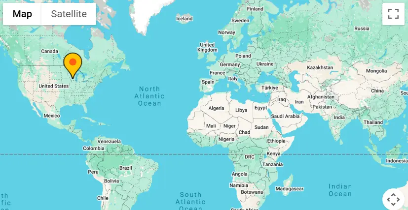 Location marker on global map